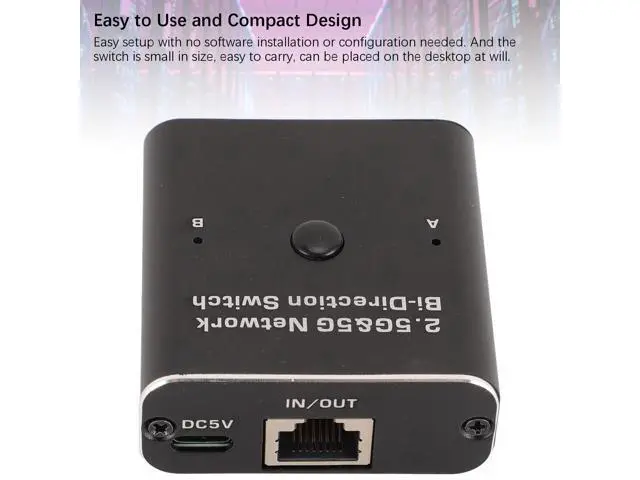 Alt view image 2 of 5 - 2 Port 2.5G Switch, 2 Port RJ45 Network Switch, 2.5G 5G Network Bidirection Switch 2 in 1 Out Or 1 in 2 Out Two Way 2 Port RJ45 Internal External Networking Switcher Adapter