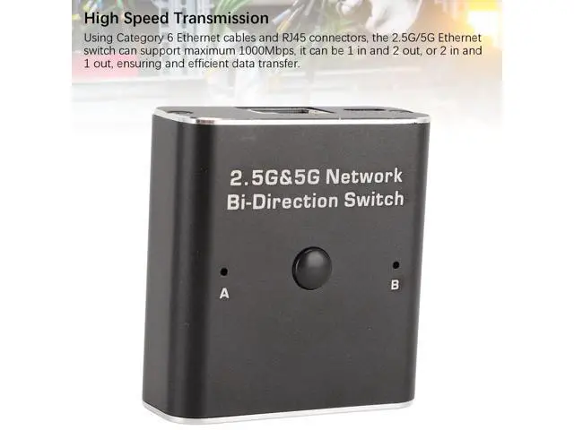 Alt view image 5 of 5 - 2 Port 2.5G Switch, 2 Port RJ45 Network Switch, 2.5G 5G Network Bidirection Switch 2 in 1 Out Or 1 in 2 Out Two Way 2 Port RJ45 Internal External Networking Switcher Adapter