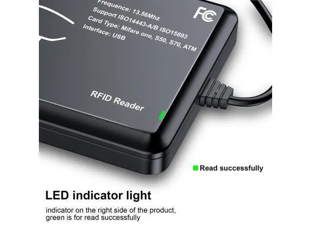 Alt view image 3 of 5 - RFID Card Reader 13.56Mhz Reader Support ISO14443-A/B Protocol, IC Card Protocol Contactless Card IC Reader USB Port Compatible with Windows XP/7/8/10/11 (USB Port)