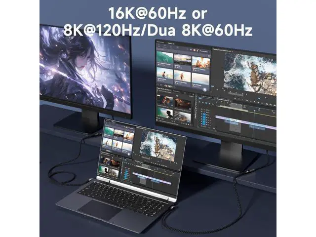 Alt view image 4 of 5 - Short 90 degree USB C Cable 1FT Compatible With Thunderbolt 5/4,USB 5/4 right angle Cable 80Gbps Data Transfer,Type-C 240W Fast Charging,USB C Cable 16K@60Hz/8K@120Hz Video Output for Monitor/Display.