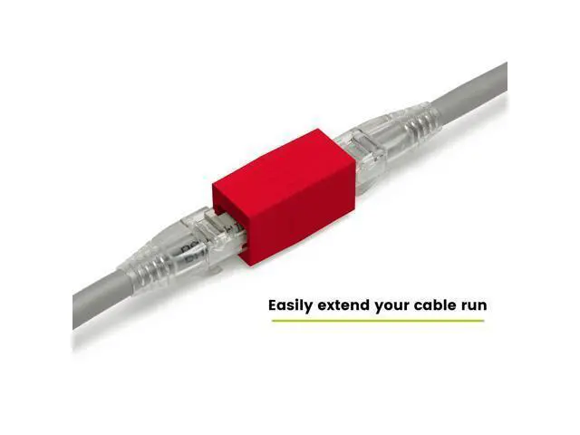 Alt view image 4 of 5 - trueCABLE Cat6A Inline Coupler, Unshielded (UTP), PoE++ (4PPoE), UL Listed, ETL Verified, ANSI/TIA 568-2.D Cat 6A Performance Compliant, Female to Female RJ45 Couplers, Red, 12 Pack