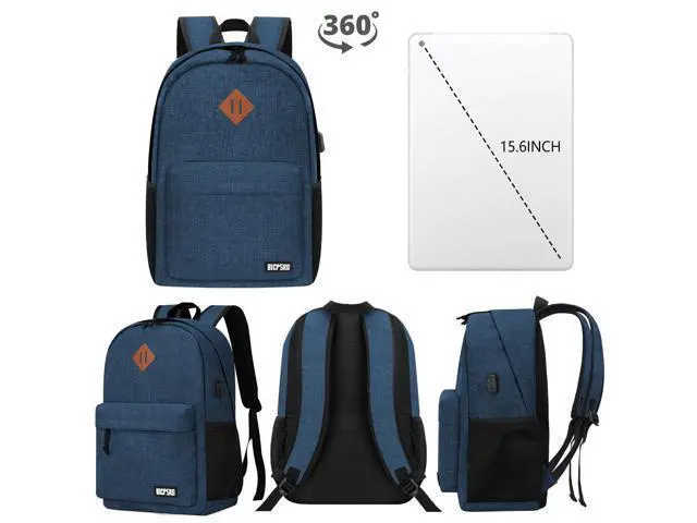 Alt view image 3 of 5 - Backpack for Women Men, Lightweight School Backpack for Girls Boys Teens, 15.6 Inch Laptop Daily Use back pack with USB Charger, College High School Bookbag mochilas para hombres, Blue