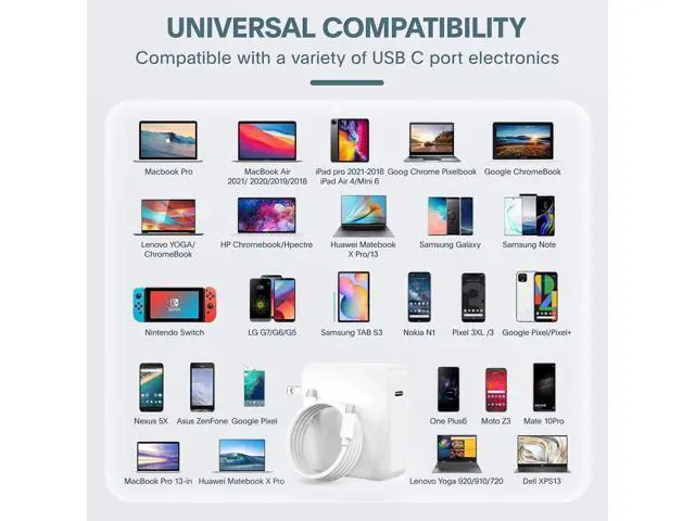 Alt view image 2 of 5 - Mac Book Pro Charger - 100W USB C Charger Power Adapter for USB C MacBook Pro 16 15 14 13 InchFast Charging Type C Travel Laptop Power Adapter
