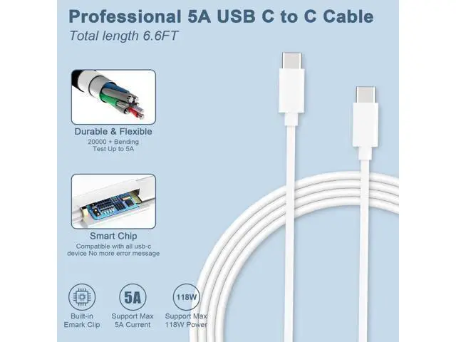Alt view image 3 of 5 - Mac Book Pro Charger - 100W USB C Charger Power Adapter for USB C MacBook Pro 16 15 14 13 InchFast Charging Type C Travel Laptop Power Adapter
