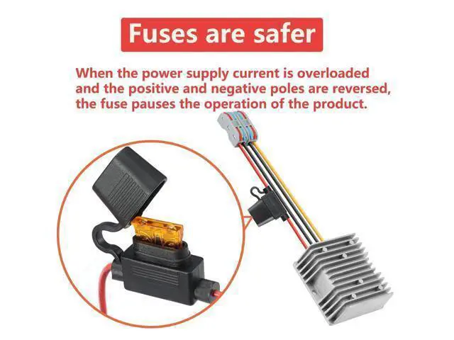 Alt view image 2 of 5 - 9-32V to 12V10A DC Down Converter, DC Voltage Regulator with Waterproof Fuse and Terminal Block (9-32V to 12V10A)