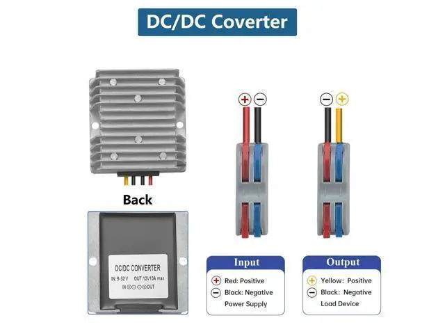 Alt view image 3 of 5 - 9-32V to 12V10A DC Down Converter, DC Voltage Regulator with Waterproof Fuse and Terminal Block (9-32V to 12V10A)