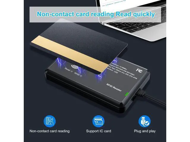 Alt view image 2 of 5 - RFID Card Reader 13.56Mhz Reader Support ISO14443-A/B Protocol, IC Card Protocol Contactless Card IC Reader USB Port Compatible with Windows XP/7/8/10/11 (USB Port)