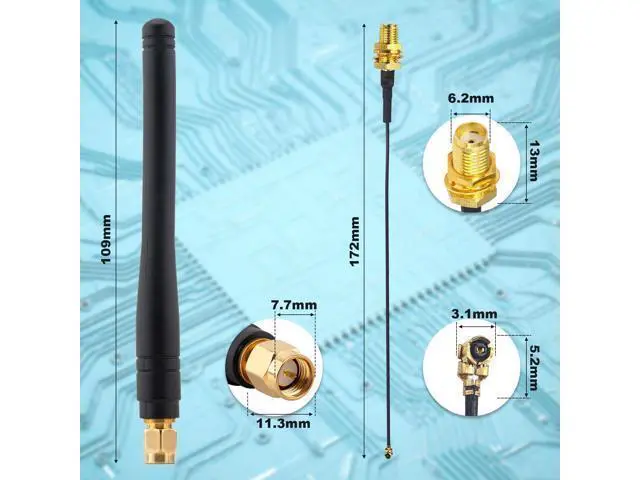 Alt view image 4 of 5 - 2pcs 315MHz 2dBi SMA Male Antenna Straight Angle 10CM Omni-Directional Antenna+2pcs 15CM MHF1 to SMA Female Extension Cable for Garage Door Openers, CC1101, CCU3, IoT Devices,Raspberry Pi, NFC