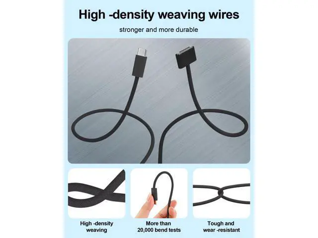 Alt view image 3 of 5 - RULGOI 140W USB-C to Magnetic 3 Charging Cable, Compatible with MacBook Air 2023/2022 (M2), Pro 2021 (M3, M1, 14-16 inches) 6.6 feet - Black