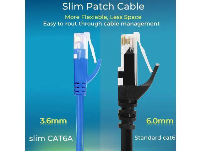 Alt view image 3 of 5 - Rapink Patch Cables Cat6a 0.5ft (24 Pack) Slim, Cat6a Ethernet Patch Cable 10G Support, Snagless Cat 6 Patch Cable for Patch Panel to Switch, Flexiable Cat 6a Ethernet Cable with Gold Plated