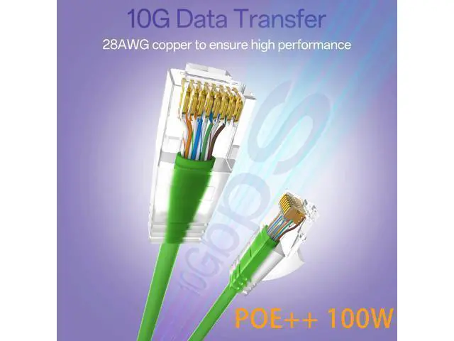 Alt view image 2 of 5 - 10Gsupxsel Cat6a Patch Cables 1ft (24 Pack) Slim, Cat6 Ethernet Patch Cable Pure Copper, Flexible Cat 6 Patch Cable 550MHZ 10G, Space-Saving Cat 6A Network Cables for Patch Panel, Green