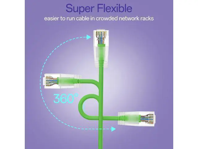 Alt view image 4 of 5 - 10Gsupxsel Cat6a Patch Cables 1ft (24 Pack) Slim, Cat6 Ethernet Patch Cable Pure Copper, Flexible Cat 6 Patch Cable 550MHZ 10G, Space-Saving Cat 6A Network Cables for Patch Panel, Green