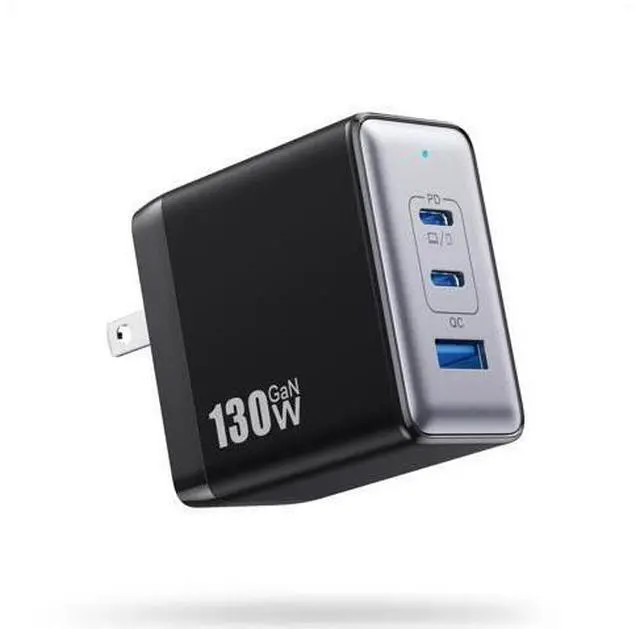 Main image of 130W USB C Charger Block,3-Port GaN Fast Charger,Compact Foldable Type C Fast Charging Wall Charger,PD QC 65W USB C Laptop Charger for MacBook Pro/Air,iPad Pro,iPhone16/15,Galaxy Series(Black)