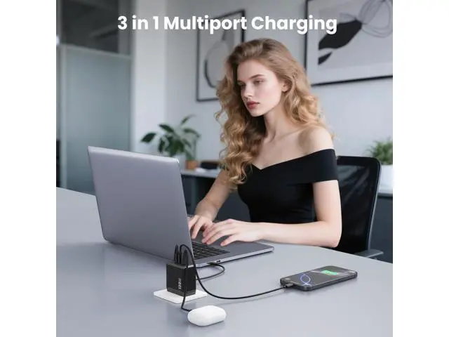 Alt view image 3 of 5 - 130W USB C Charger Block,3-Port GaN Fast Charger,Compact Foldable Type C Fast Charging Wall Charger,PD QC 65W USB C Laptop Charger for MacBook Pro/Air,iPad Pro,iPhone16/15,Galaxy Series(Black)