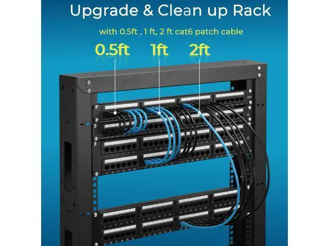 Alt view image 5 of 5 - Rapink Patch Cables Cat6 1ft (24 Pack), Ethernet Patch Cable 10G, Cat 6 Patch Cable for Patch Panel to Switch, Flexiable Cat 6 Ethernet Cable with Gold Plated Black