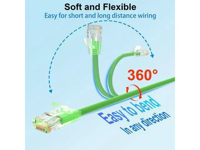 Alt view image 4 of 5 - Xcftaud Cat 6 Patch Cables 3 feet (24Pack), Slim Cat6a Ethernet Patch Cable 10Gbps 550Mhz, UTP Pure Copper Patch Cables Cat6, Flexible Thin Cat6a Patch Cable for Network Devices Setup, Green