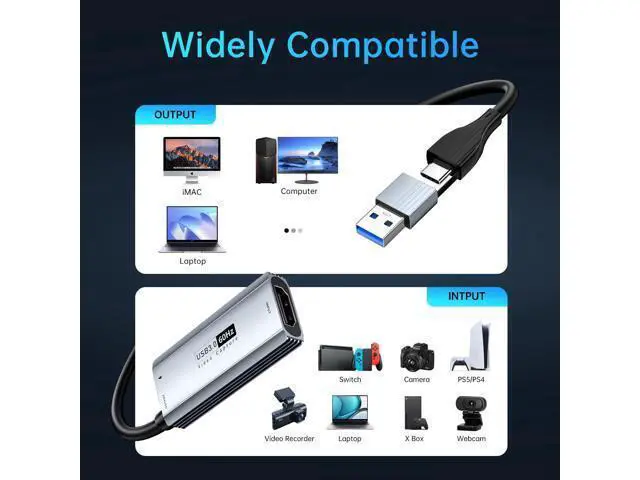 Alt view image 4 of 5 - XIIXMASK USB 3.0 Video Capture Card with 100W PD - HDMI to USB/USB-C Capture Card 1440P 30fps & 1080P 60fps Video Capture Device for Streaming, Game Recording, Compatible for Quest 3, Switch, PS4/PS5
