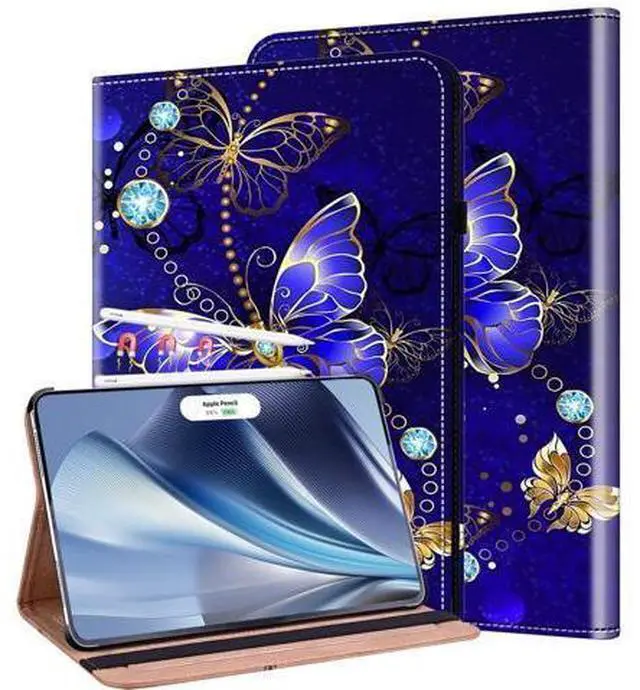 Main image of KEFBWAO Case for iPad Air 13 Inch Case 2025 M3/2024 M2, Auto Wake/Sleep Supports Pencil Pro and Pencil(USB-C) Flip Wallet Cover, Diamond Butterfly
