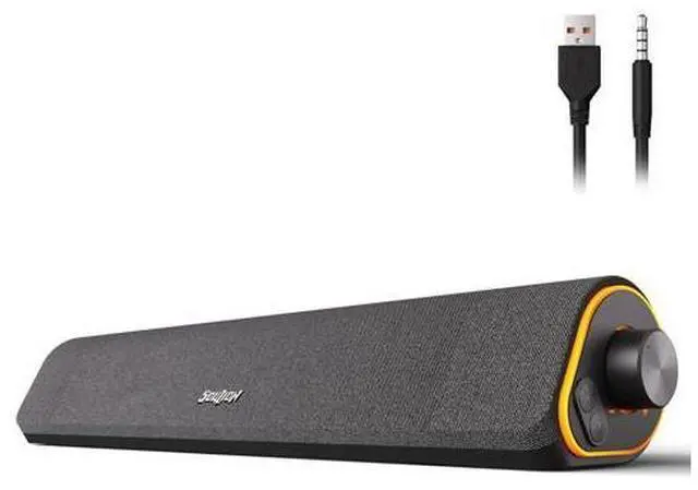Main image of SOULION R50 Bluetooth Computer Speakers, 3.5mm PC Sound Bar for Desktop Monitor, Wired USB Powered & Colorful LED Lights with Switch Button, Surround Sound Soundbar PC Spearkers for Computer