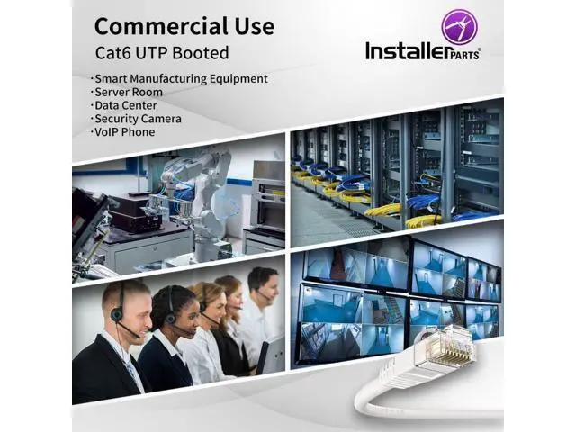 Alt view image 4 of 5 - InstallerParts CAT6 UTP Ethernet Cable - 2 FT, 10 Pack - Booted, White - Professional Series - 10Gbps, Cat6 Patch Cable