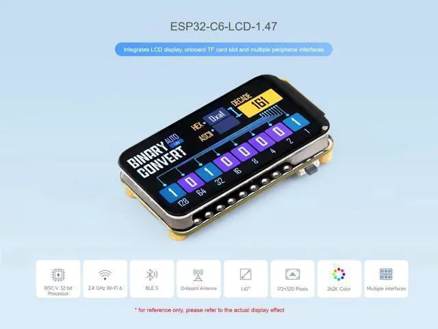 Alt view image 2 of 5 - Waveshare ESP32-C6 1.47inch LCD Display Development Board, 160MHz RISC-V Processor, Wi-Fi 6, Bluetooth 5, 4MB Flash, 1.47inch 262K Color Display, RGB LED, TF Card Slot, USB Port