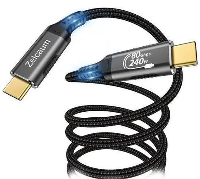 Main image of Zelcaum USB C Thunderbolt 5 Cable, 120Gbps Bandwidth, 80Gbps Date, 16K 8K 4K Video Sync Display, 240W Fast Charging, Fully Compatible with Thunderbolt 4/3, Type USB-C, USB4 / Gen4 Devices, 1.5FT