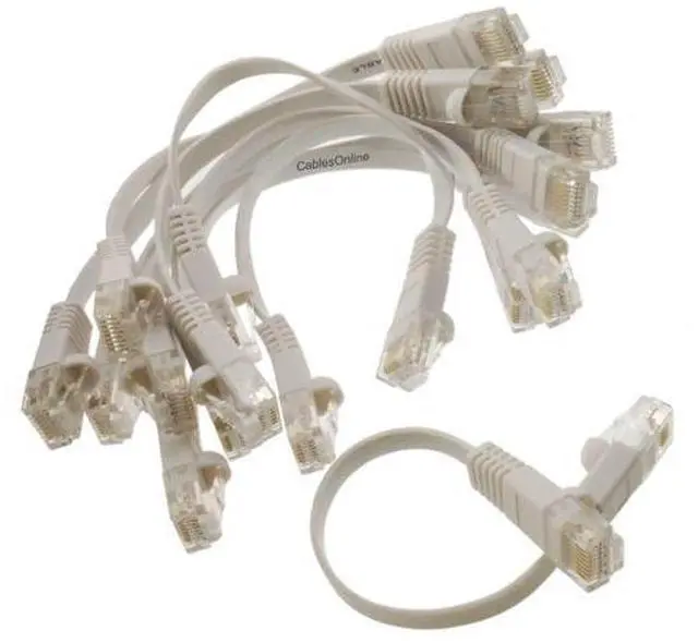 Main image of CablesOnline, 10-Pack White 6-inch CAT6 Network UTP Ethernet RJ45 Flat-Design Patch Cable, U6-000FW-10