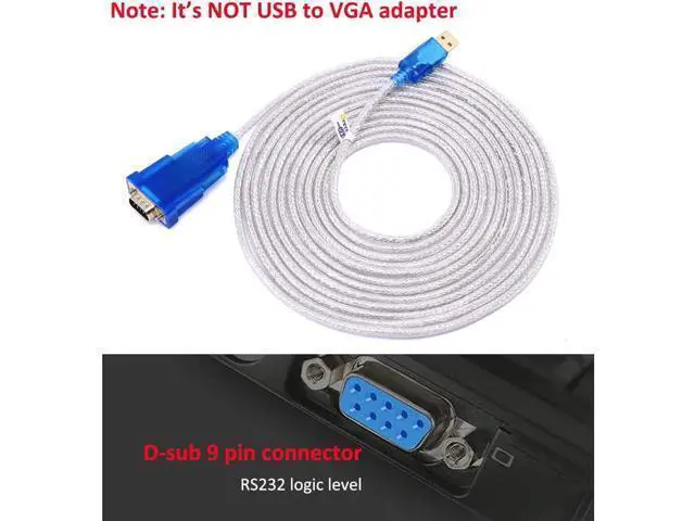 Alt view image 2 of 5 - DTech USB to Serial Adapter Cable 16 ft DB9 Male RS232 to USB Cord with FTDI Chip Supports Windows 11 10 8 7 Mac Linux (5m)