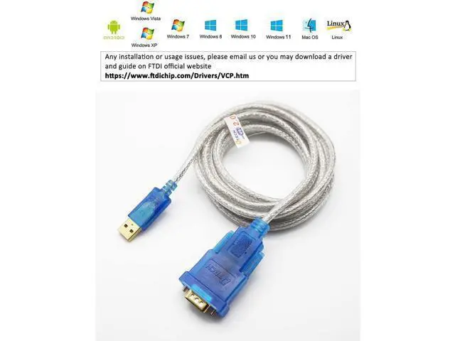 Alt view image 4 of 5 - DTech USB to Serial Adapter Cable 16 ft DB9 Male RS232 to USB Cord with FTDI Chip Supports Windows 11 10 8 7 Mac Linux (5m)