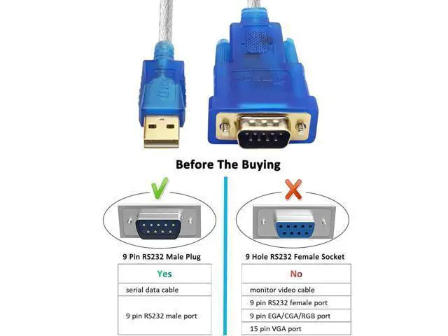 Alt view image 5 of 5 - DTech USB to Serial Adapter Cable 16 ft DB9 Male RS232 to USB Cord with FTDI Chip Supports Windows 11 10 8 7 Mac Linux (5m)