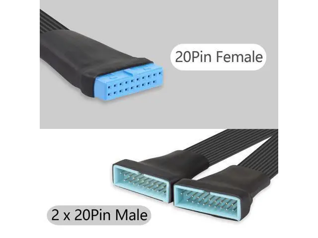 Alt view image 2 of 5 - GINTOOYUN USB 3.0 Header Extension Cable 1Ft 19/20 Pin 1 to 2 Y Splitter Internal Extension Adapter DIY(30cm 11.8 inch)