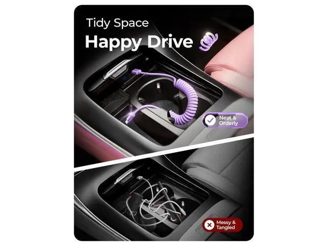 Alt view image 2 of 5 - LISEN Coiled USB C Cable, 2 Pack for Android Auto & CarPlay Cable, Short USB A to USB C Cable Compatible with iPhone 17/16/15, Samsung Galaxy S25/S24/S23 A15/A14, Google Pixel 9/8, Purple 4FT