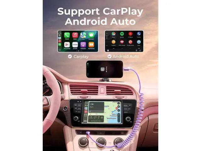 Alt view image 4 of 5 - LISEN Coiled USB C Cable, 2 Pack for Android Auto & CarPlay Cable, Short USB A to USB C Cable Compatible with iPhone 17/16/15, Samsung Galaxy S25/S24/S23 A15/A14, Google Pixel 9/8, Purple 4FT