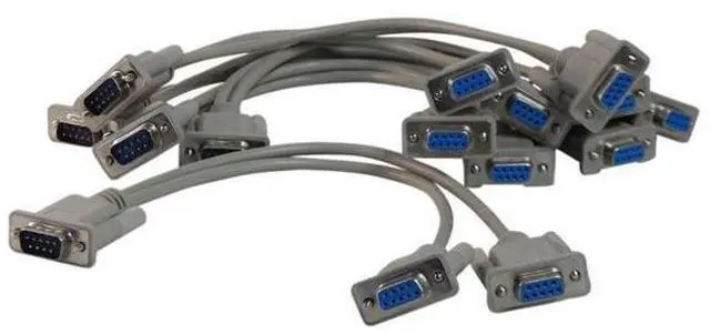Main image of Your Cable Store 1 Foot DB9 9 Pin Serial Port Y Cable 1 Male / 2 Female RS232 5 Pack