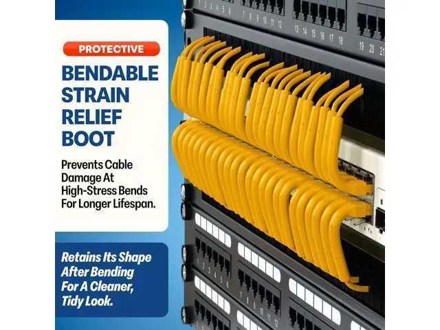 Alt view image 3 of 5 - Everest Ultra Slim Cat6a Ethernet Patch Cables 0.5ft (10-Pack) Yellow - 6 Inch 10GB Cat 6a Patch Cable - Bendable, Flexible & Thin Ethernet Cable - 32AWG 550MHZ Cat6a Cables - 100% Copper Wires