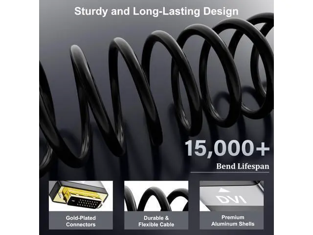 Alt view image 4 of 5 - HDMI to DVI Cable 25FT, Bi-Directional DVI to HDMI Male to Male Cord, HDMI A to DVI-D Adapter, Gold-plated Connectors, Aluminum Shells, 1080P, for Computer, Monitor, Projector, Raspberry Pi, Xbox, PS3