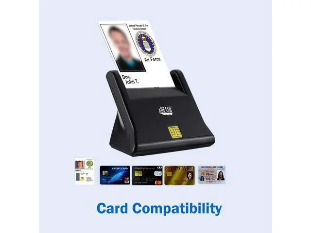 Alt view image 3 of 5 - Adesso SCR-300 Desktop Smart ID Credit Card Reader CAC Card Reader Military, DOD USB Common Access CAC, Compatible with Windows, Mac OS