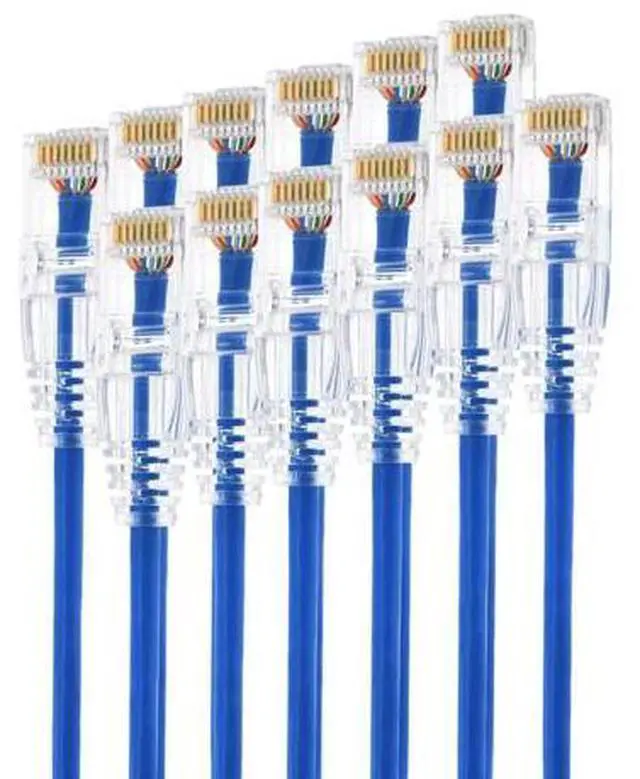 Main image of SMITON 1ft - Cat6A Ethernet Cable 12-Pack, Slim Network Patch Cable, 28AWG Pure Bare Copper, Gold-Plated Contacts, High-Speed RJ45 Cable for Network Cabinet, Server, Router, Modem, Gaming, Office