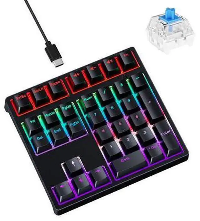 Main image of Mechanical Number Pad - Hot Swappable Numpad Wired USB Numeric Keypad with RGB LED Backlit 34 Key Numpad, Mechanical USB Wired Numeric Keypad for Laptop Desktop Computer PC(2-level Tilt, Blue Switch)