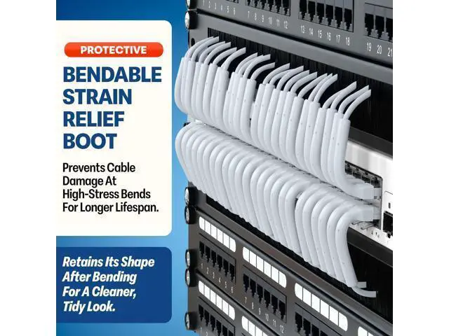 Alt view image 3 of 5 - Everest Ultra Slim Cat6a Ethernet Patch Cables 1ft (10-Pack) White - 10GB Cat 6a Patch Cable - Bendable, Flexible & Thin Ethernet Cable - Space Saving 32AWG 550MHZ Cat6a Cables - 100% Copper Wires
