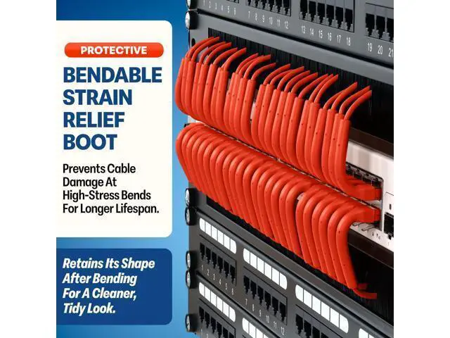 Alt view image 3 of 5 - Everest Ultra Slim Cat6a Ethernet Patch Cables 2ft (10-Pack) Orange - 10GB Cat 6a Patch Cable - Bendable, Flexible & Thin Ethernet Cable - Space Saving 32AWG 550MHZ Cat6a Cables - 100% Copper Wires