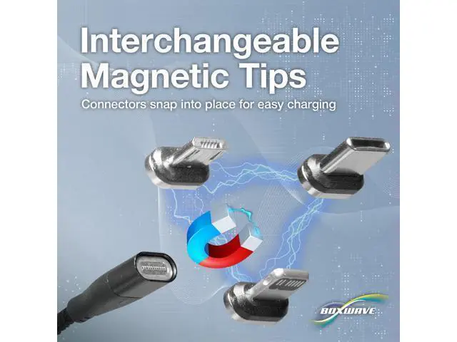 Alt view image 3 of 5 - BoxWave Cable Compatible with MYMAHDI MP3 Player (4 in) - MagnetoSnap PD AllCharge Cable (100W), Magnet Charging Braided USB Type-C Micro - Jet Black