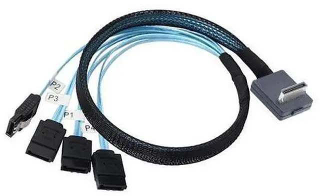 Main image of JMT PCIE Oculink-Compatible SAS SFF-8611 4i 90 to 4* SATA 7P Server Super Speed Cable Data Transfer Extension Cable (50cm)