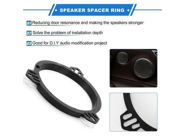Alt view image 3 of 5 - VekAuto 2 Set Speaker Spacer Ring Tweeter Speaker Spacer Adapter for TOYOTA COROLLA 1998-2013 Waterproof for 6.5'' ABS Black