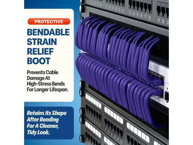 Alt view image 3 of 5 - Everest Ultra Slim Cat6a Ethernet Patch Cables 3ft (10-Pack) Purple - 10GB Cat 6a Patch Cable - Bendable, Flexible & Thin Ethernet Cable - Space Saving 32AWG 550MHZ Cat6a Cables - 100% Copper Wires
