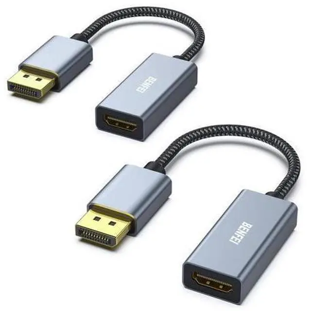 Main image of BENFEI 2 Pack 4K DisplayPort to HDMI Adapter Cable, (2K 60Hz, 1080p 120Hz) Uni-Directional Display Port to HDMI Monitor Converter Compatible for HP, Dell, GPU, AMD, NVIDIA, More. Male to Female