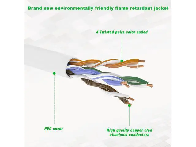 Alt view image 2 of 5 - Cat 6 Ethernet Cable 100 ft, 10Gbps Support Cat7 Cat5e Network, long Internet LAN Patch Cord, Pure Copper Cat6 Fast Speed Weatherproof Cable for Modem, Router, Gaming, Indoor and Outdoor, UTP White