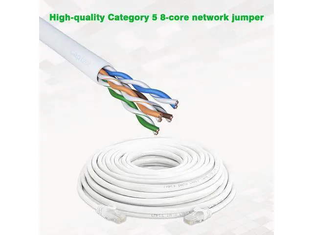 Alt view image 4 of 5 - Cat 6 Ethernet Cable 100 ft, 10Gbps Support Cat7 Cat5e Network, long Internet LAN Patch Cord, Pure Copper Cat6 Fast Speed Weatherproof Cable for Modem, Router, Gaming, Indoor and Outdoor, UTP White