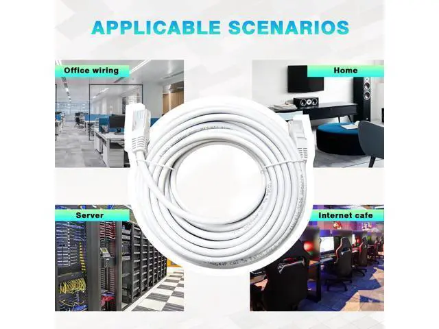 Alt view image 5 of 5 - Cat 6 Ethernet Cable 100 ft, 10Gbps Support Cat7 Cat5e Network, long Internet LAN Patch Cord, Pure Copper Cat6 Fast Speed Weatherproof Cable for Modem, Router, Gaming, Indoor and Outdoor, UTP White