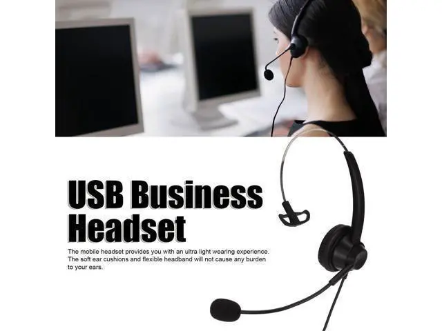 Alt view image 2 of 5 - Sanpyl H360D USB Business Headset, Single Ear Noise Reduction Headphone with Mic Mircrophone, for Telephone Office PC VOIP Call Center Online Course Conference